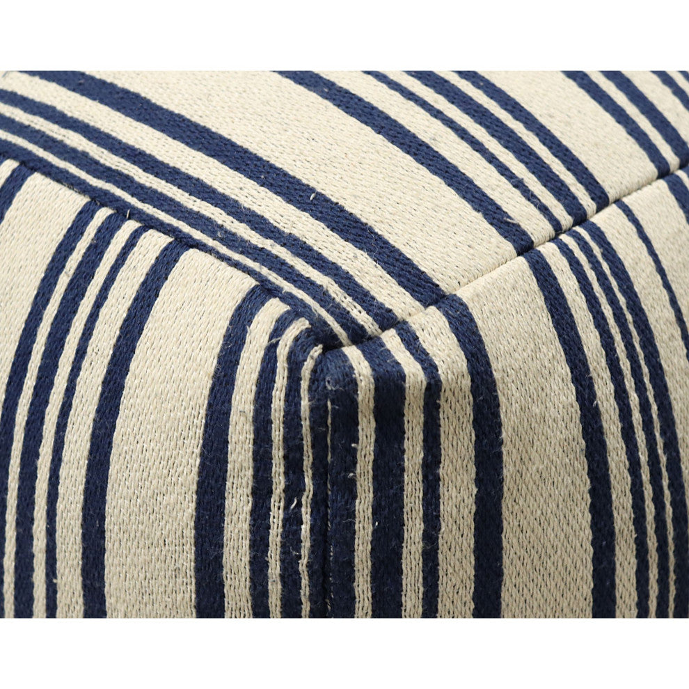 Blue Machine Woven Montbello Pouf, 18" Cube