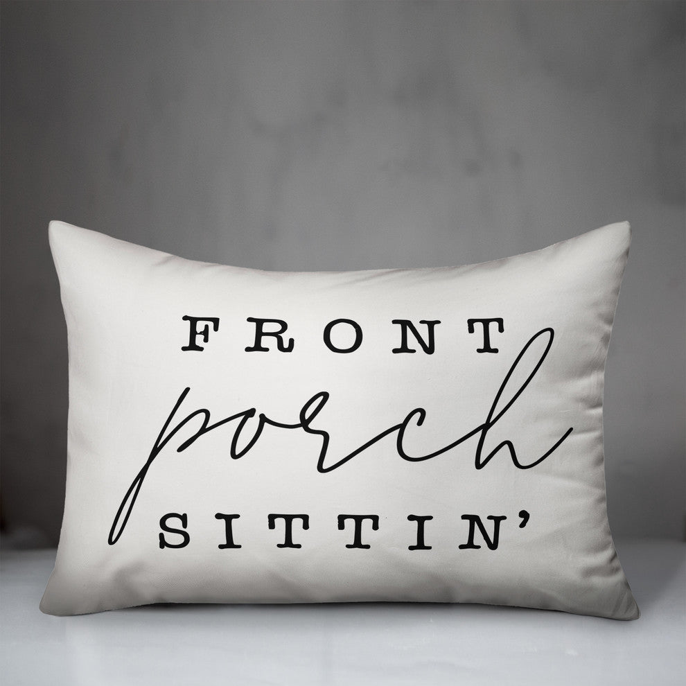 Front Porch Sittin' Outdoor Lumbar Pillow, Black