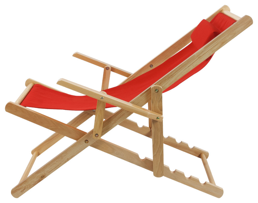 0Sling Chair Natural Frame-Red Canvas