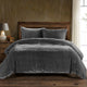 Stella Faux Silk Velvet Duvet Cover Set, 3PC, Slate, Queen