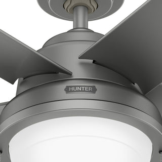 Hunter Seawall Wet Rated Ceiling Fan, LED Light Kit, Pull Chain, Matte Silver