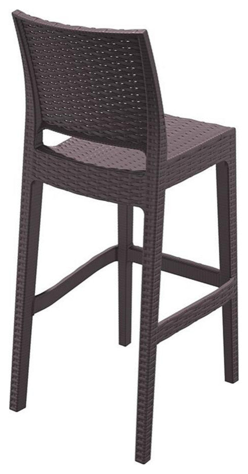 Home Square 30" Resin Wickerlook Patio Bar Stool in Brown - Set of 2