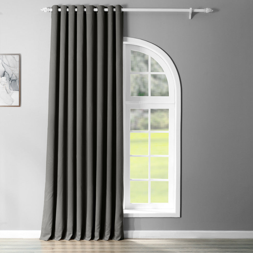 Anthracite Gray Grommet Doublewide Room Darkening Curtain Single Panel, 100"x96"