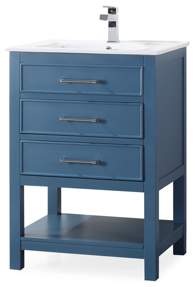 24" Aruzza Small Slim Teal Bathroom Vanity