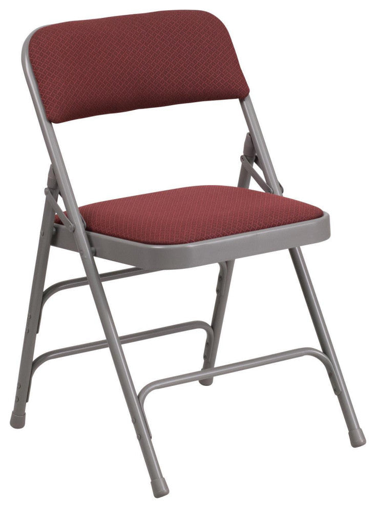 2 Pack HERCULES Triple Braced & Double Hinged Upholstered Folding Chair, Burgundy Pattern