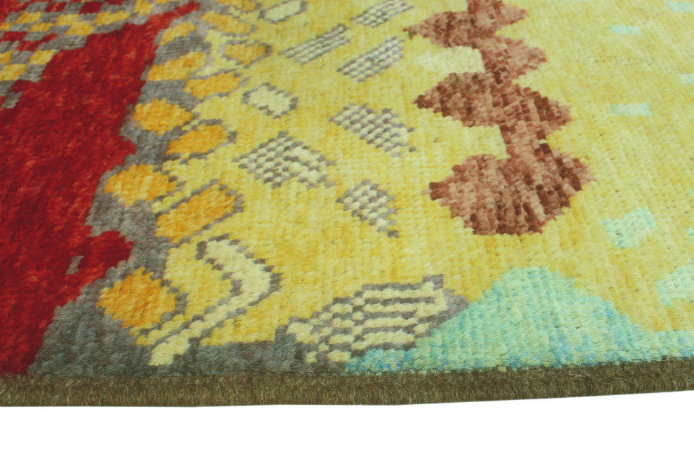 Vintage Distressed Idi Gold/Burgundy Rug, 3'5x4'11