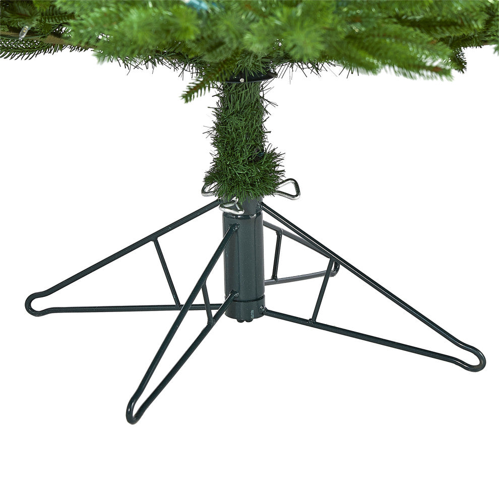 7' Nova Scotia Fir Real Touch Faux Xmas Tree W/ Lights  & Bendable Branches