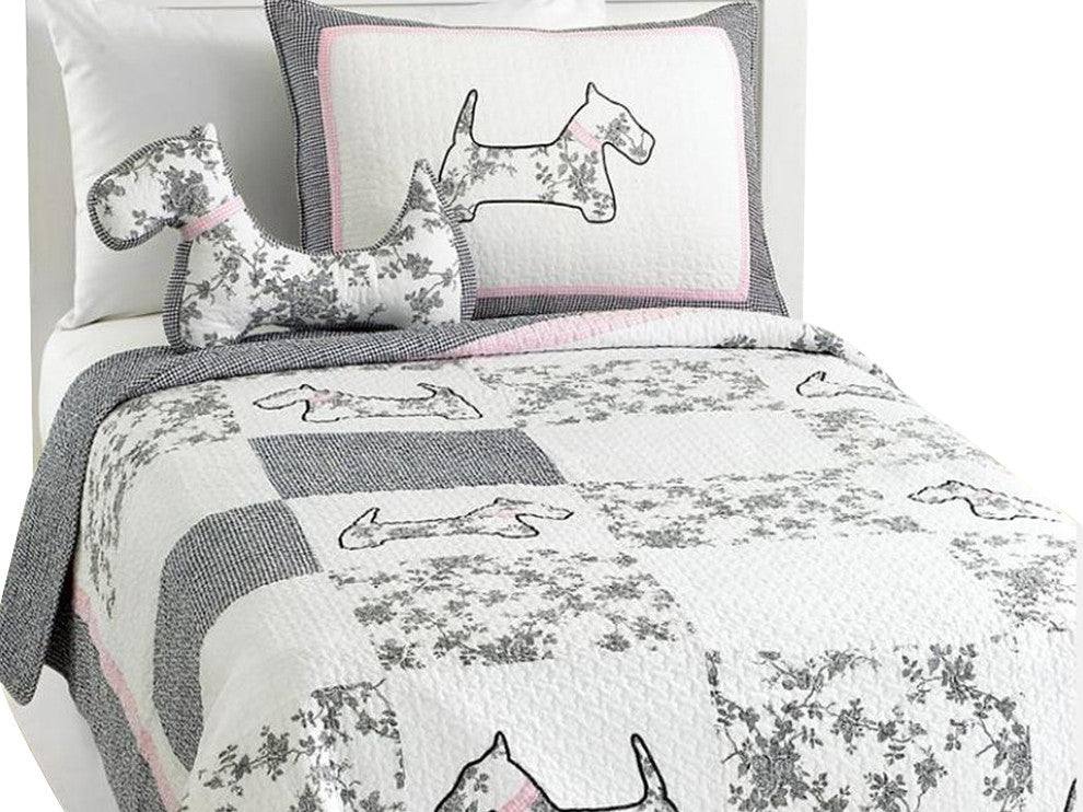 Scottie Puppy 100%Cotton Quilt Set, Twin Set