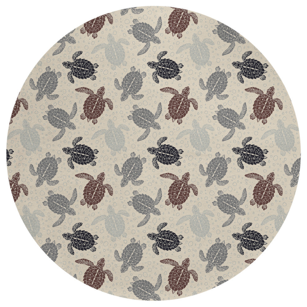 Indoor/Outdoor Seabreeze SZ13 Beige Machine Washable 8' x 8' Round Rug