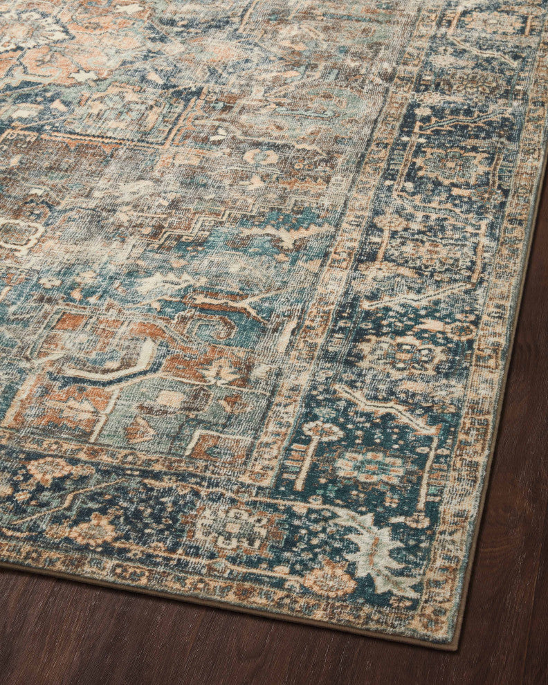 Margot Oriental Terracotta/Lagoon Area Rug, 7'6"x9'6"