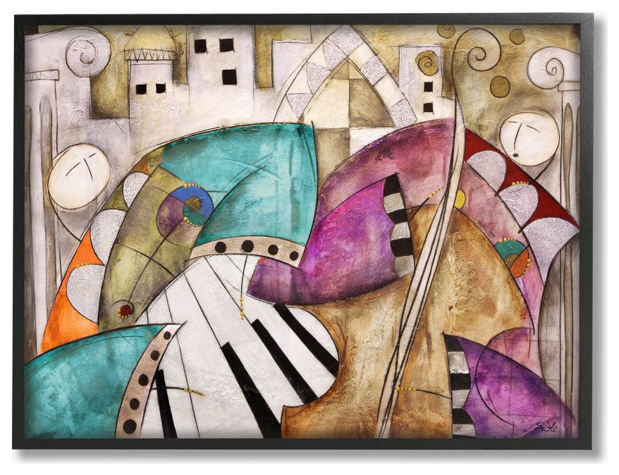 Stupell Industries Colorful Geometry Abstract Jazz Band Painting, 24 x 30