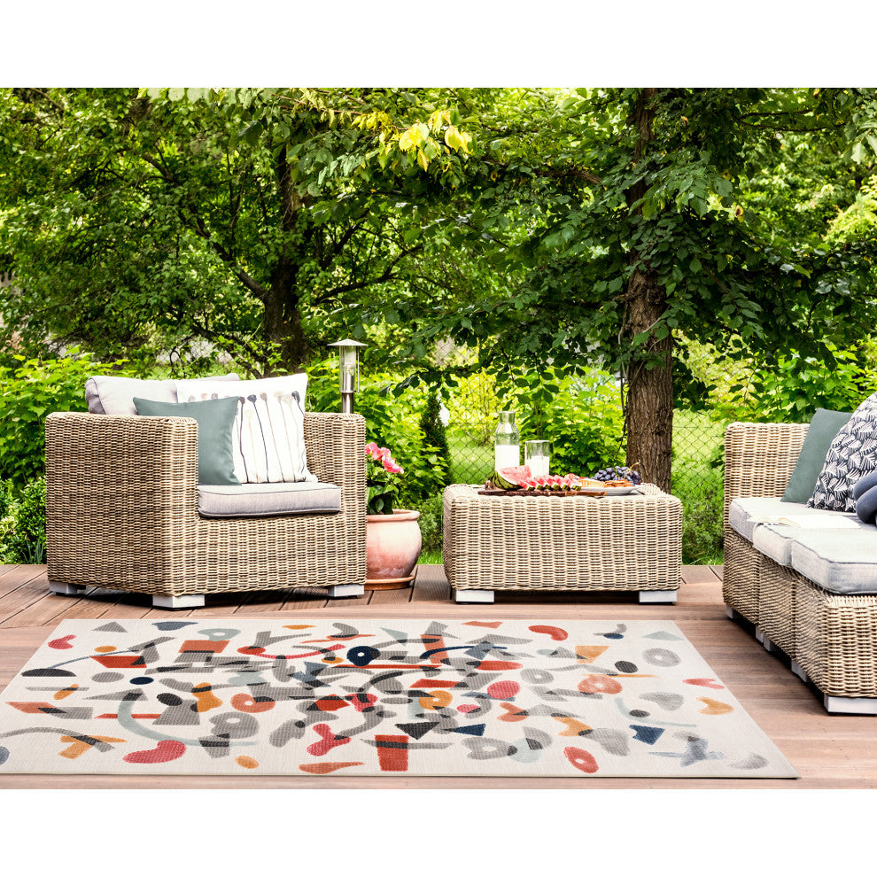 Canyon Mobil Indoor/Outdoor Rug, Ivory, 3'2"x4'11"