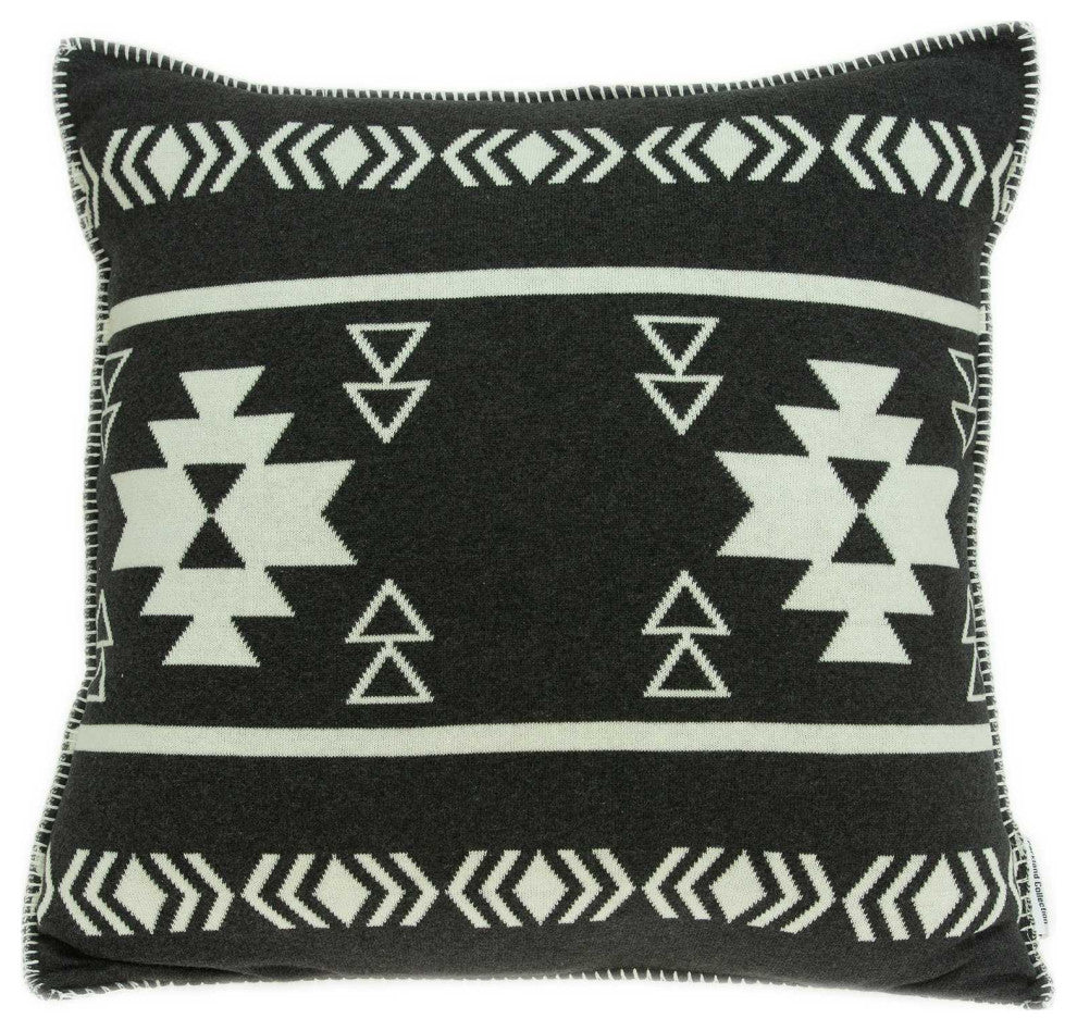 20" X 7" X 20" Southwest Black Pillow Cover With Down Insert