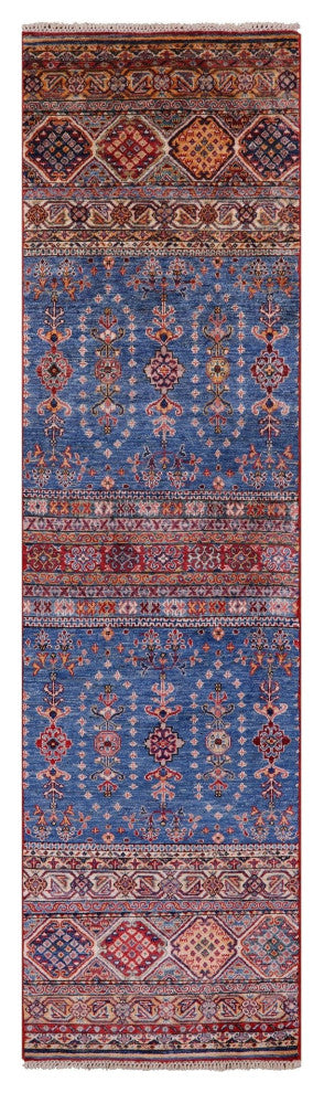 Hand-Knotted Khorjin Super Kazak Runner Rug 2' 6" X 9' 9" Q7593