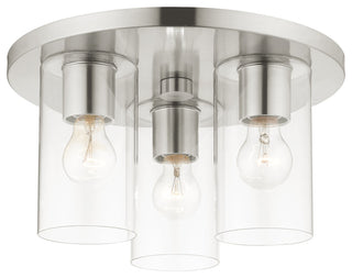 Livex Lighting Zurich 3 Light Brushed Nickel Large Flush Mount