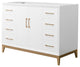 Amici 48" White Single Vanity, No Top, No Sink, Satin Bronze Trim