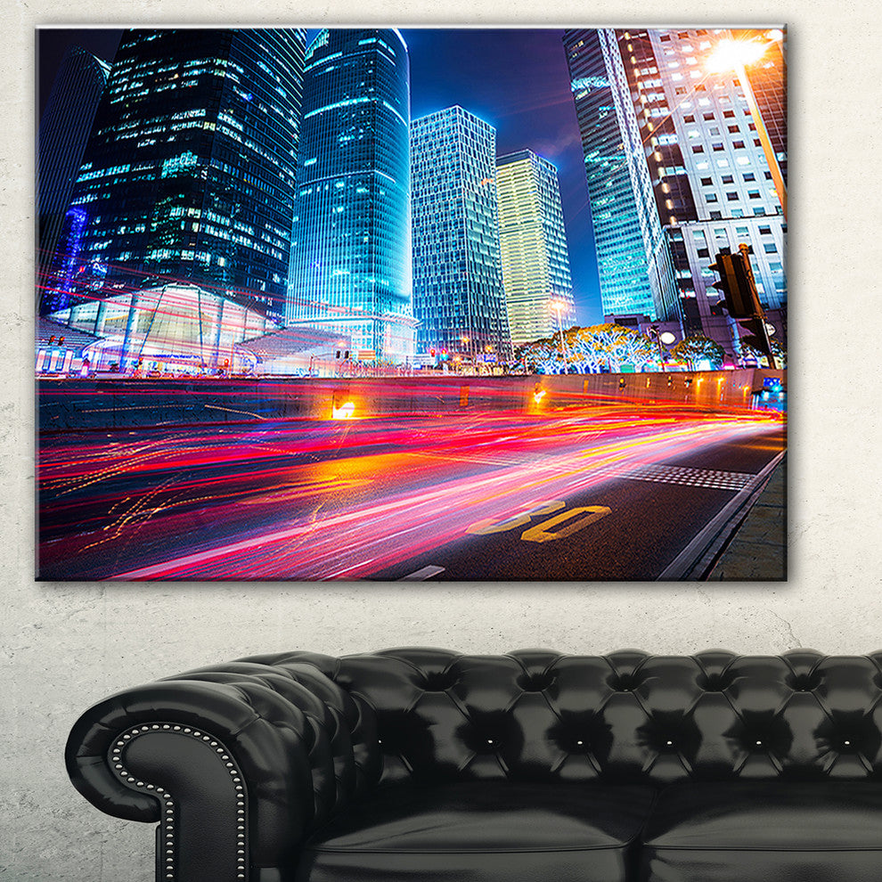 "Modern City Night Scene" Canvas Print