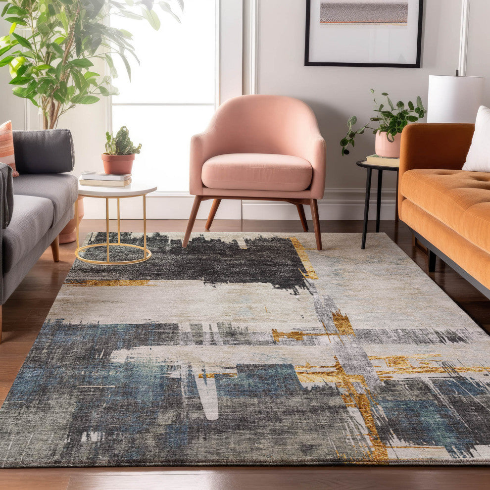 Premium Machine Washable Mayfield AMF624 Charcoal 3' x 5' Rug