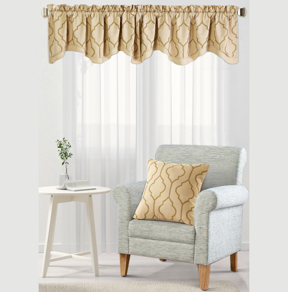 Embroidery Pillow Shell And Valance Set, Jasper, 20" X 20" / 52" X 19"