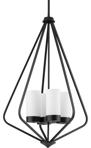 Elevate 4-Light Matte Black Etched Glass Modern Pendant Hanging Light