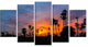 Sugar Palm Tree Silhouette, Landscape Canvas Art Print, 60"x32", 5 Panels