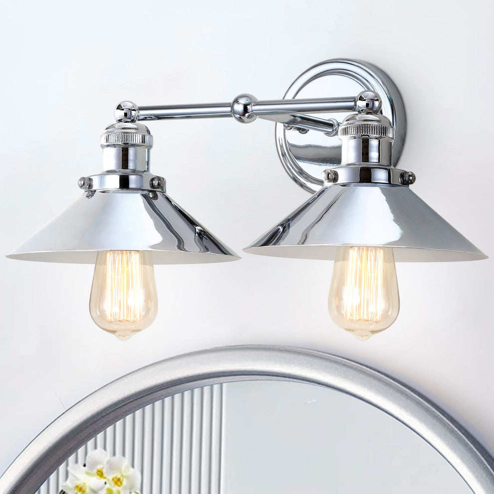 June Metal Shade Sconce, Chrome, 2-Light