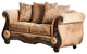 Chenille Love Seat with Rolled Arms Design, Gold