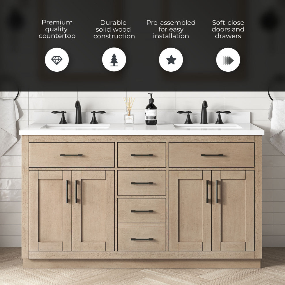 OVE Decors Bailey Vanity, Sahara Birch, 72"