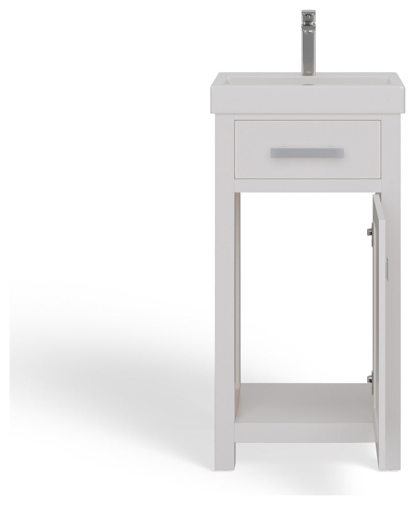 The Haven Bathroom Vanity, White, 18", Single Sink, Freestanding