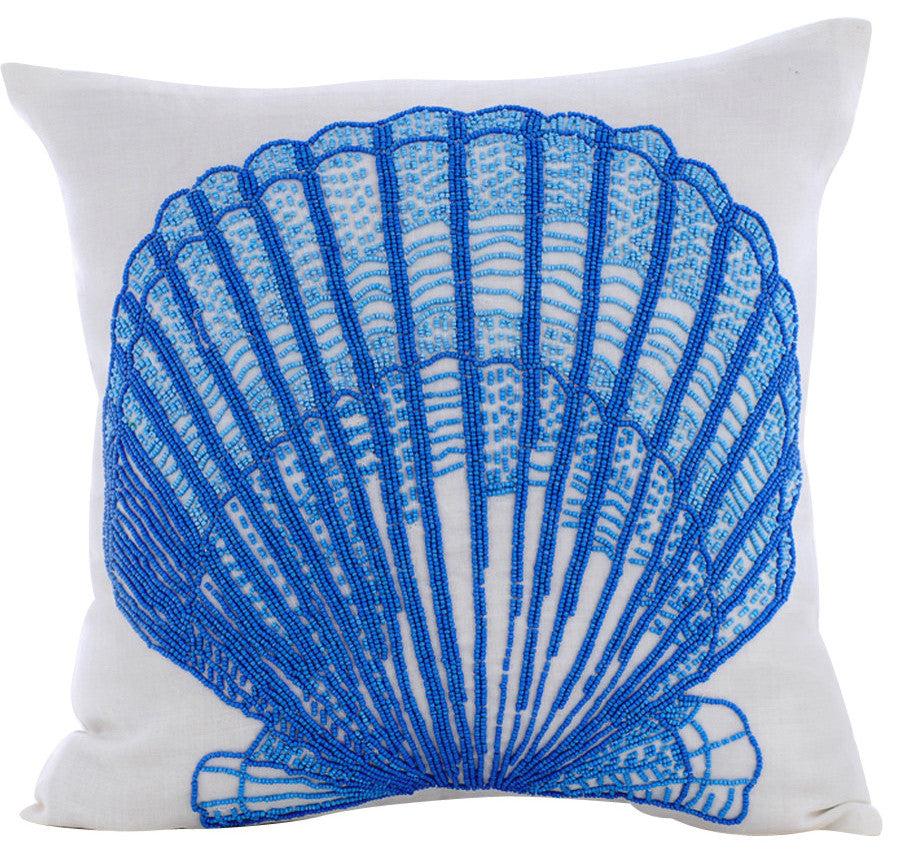 Blue Throw Pillow Covers 16"x16" Decorative Cushion Cover Cotton, Oyster Bay