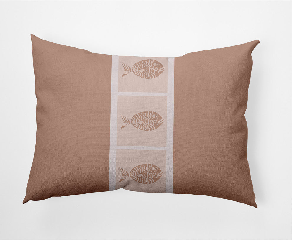 14x20" Fish Chips Nautical Decorative Indoor Pillow, Mauve