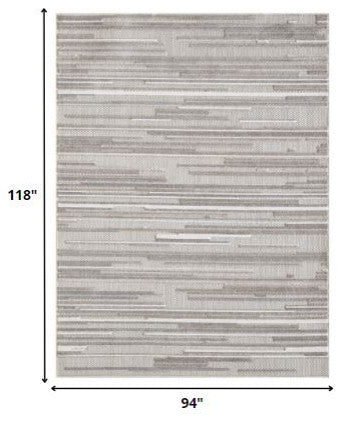 8"x10" Gray Abstract Striped Indoor Outdoor Area Rug