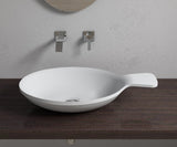 Polystone Spoon Vessel Bathroom Sink, Glossy White, No Faucet