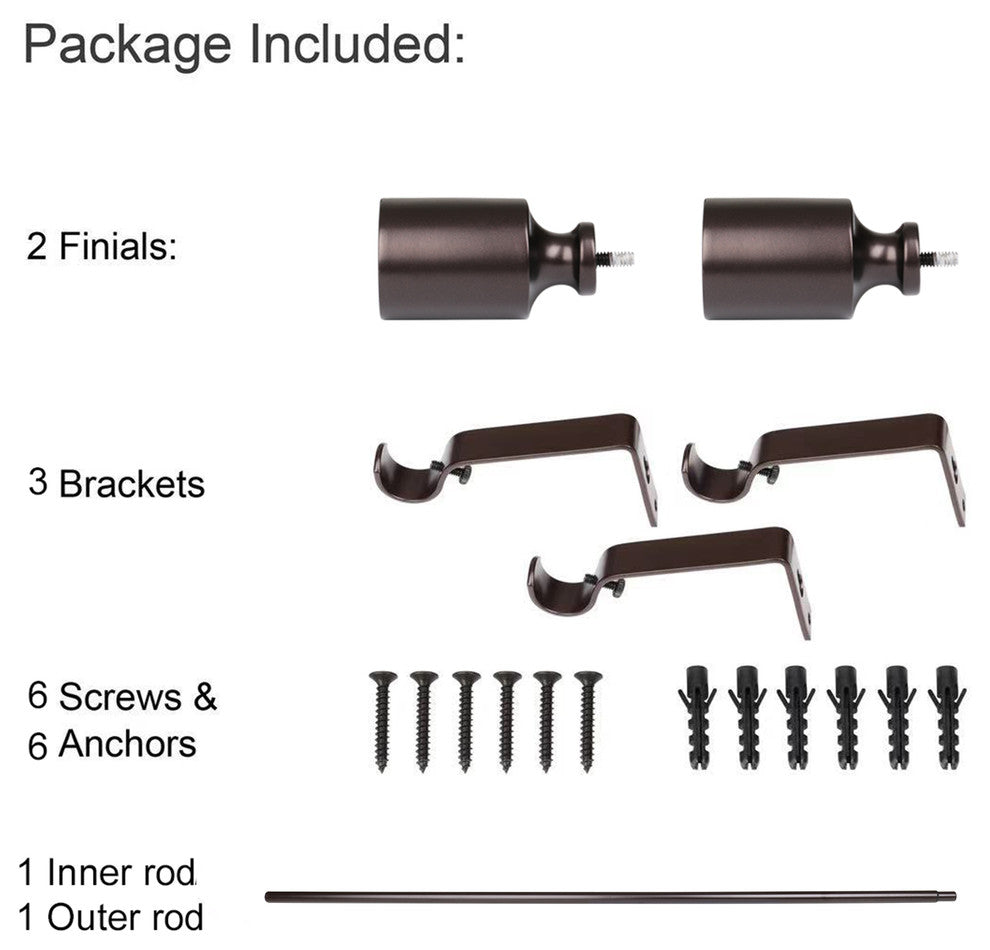 UTOPIA ALLEY 3/4 Inch Curtain Rod - Curtain Rods For Windows 48 to 86", Bronze
