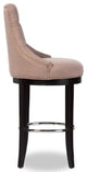 Button-Tufted Fabric Upholstered Bar Stool, Beige