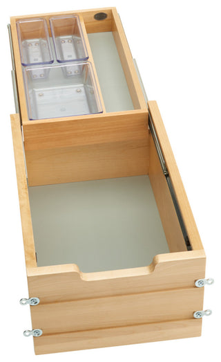 Wood Vanity Cabinet Replacement Two Tier Drawer System With Soft Close, 13.5"