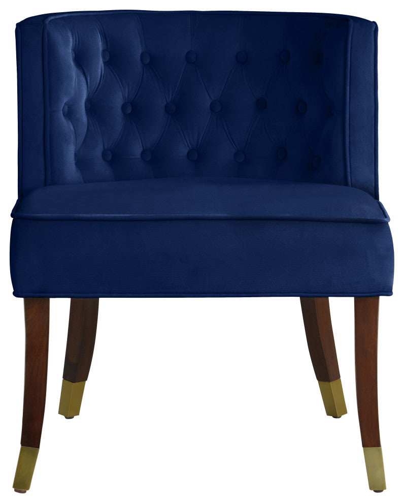 Perry Velvet Upholstered Dining Chair (Set of 2), Navy