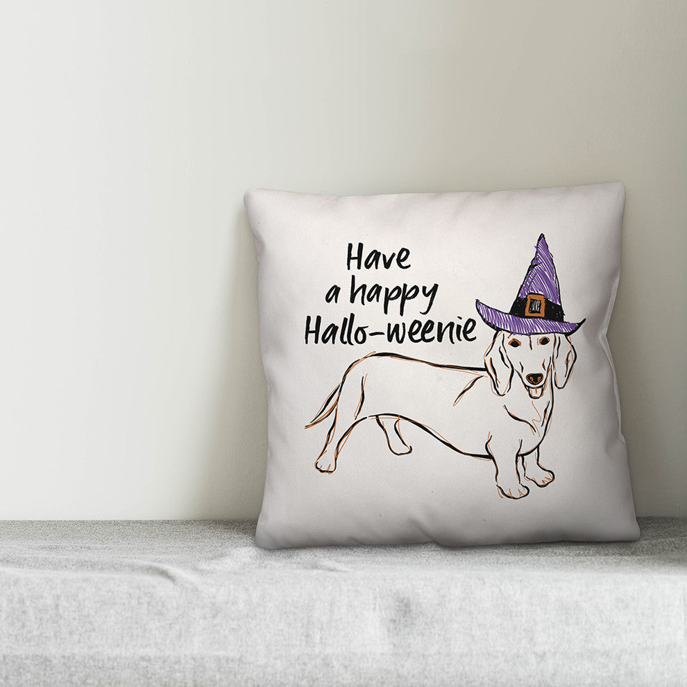 Happy Hallo-weenie Throw Pillow