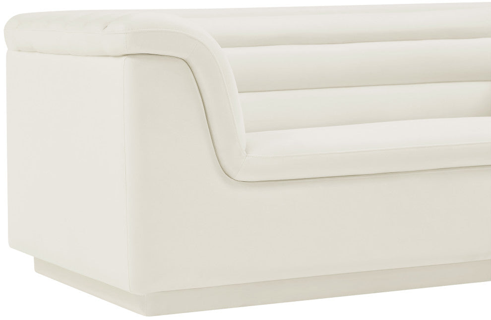 Cascade Upholstered Set, Cream, Velvet, Loveseat