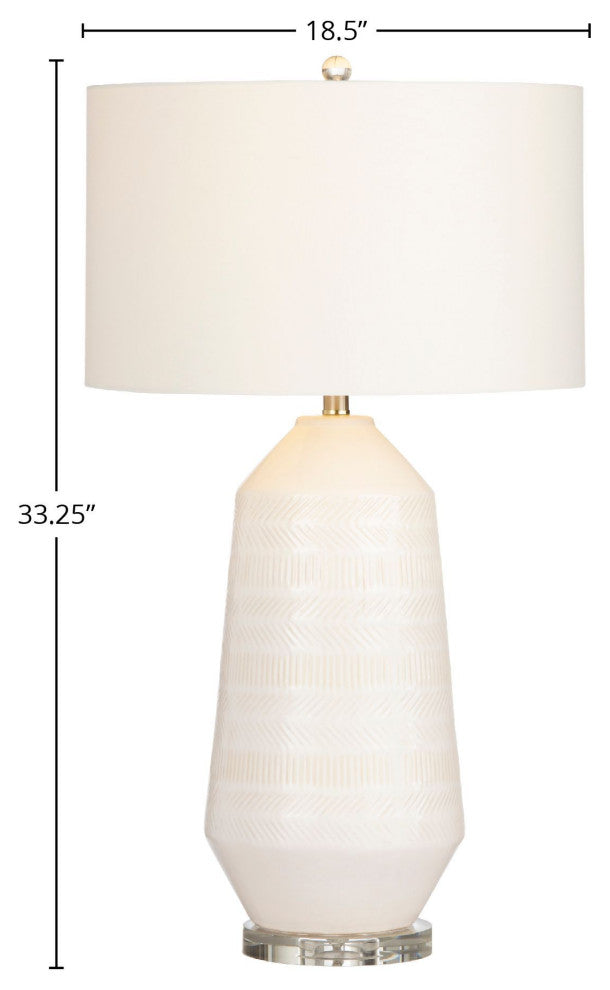 Sherie 3-Way Ceramic Table Lamp, White
