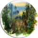 Colorful Forest Watercolor, Landscape Painting Round Wall Art, 11"