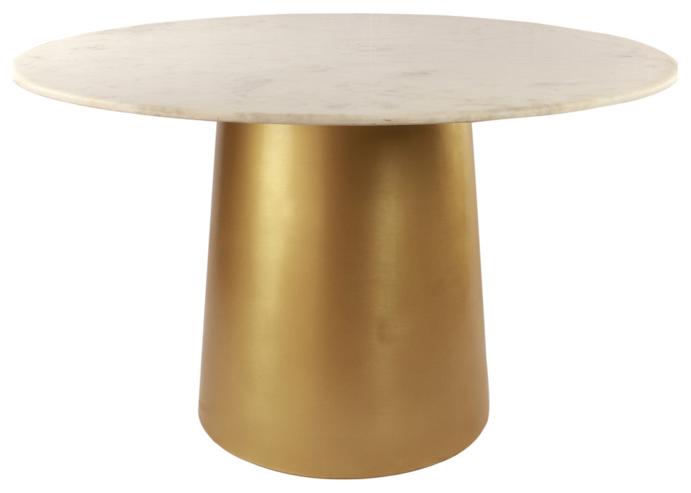 Sorrento Dining Table with Marble Top and Brushed Gold Metal Base