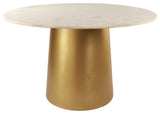 Sorrento Dining Table with Marble Top and Brushed Gold Metal Base