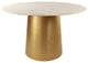 Sorrento Dining Table with Marble Top and Brushed Gold Metal Base