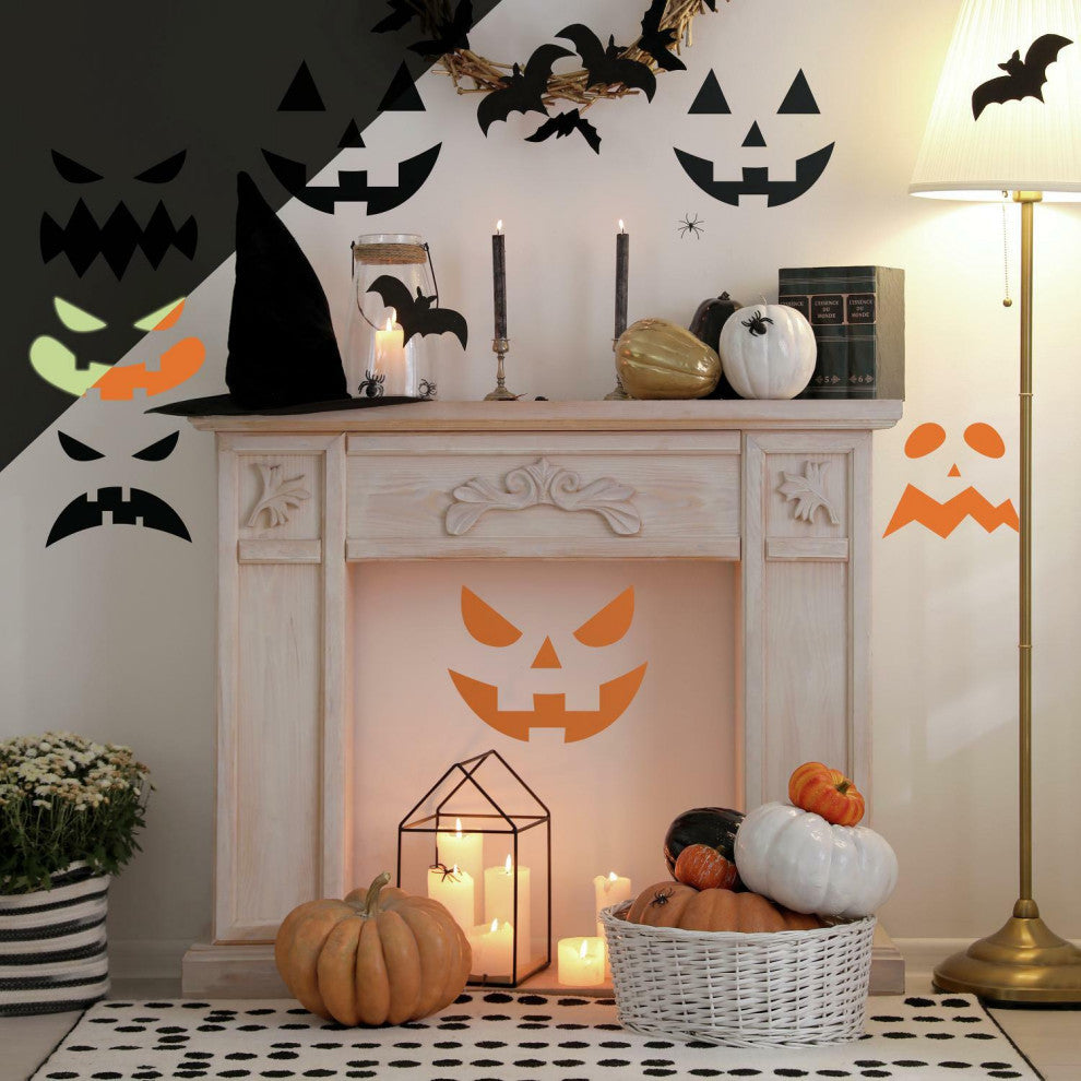 Halloween Pumpkin Faces GLD Wall Decals