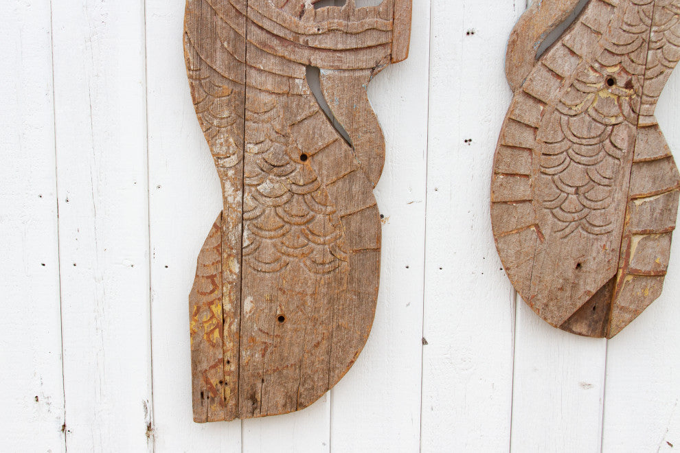 Pair of 18th Century Carved Thai Naga Panels