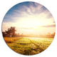Beautiful Green Pasture On Sunrise, Landscape Disc Metal Wall Art, 36"