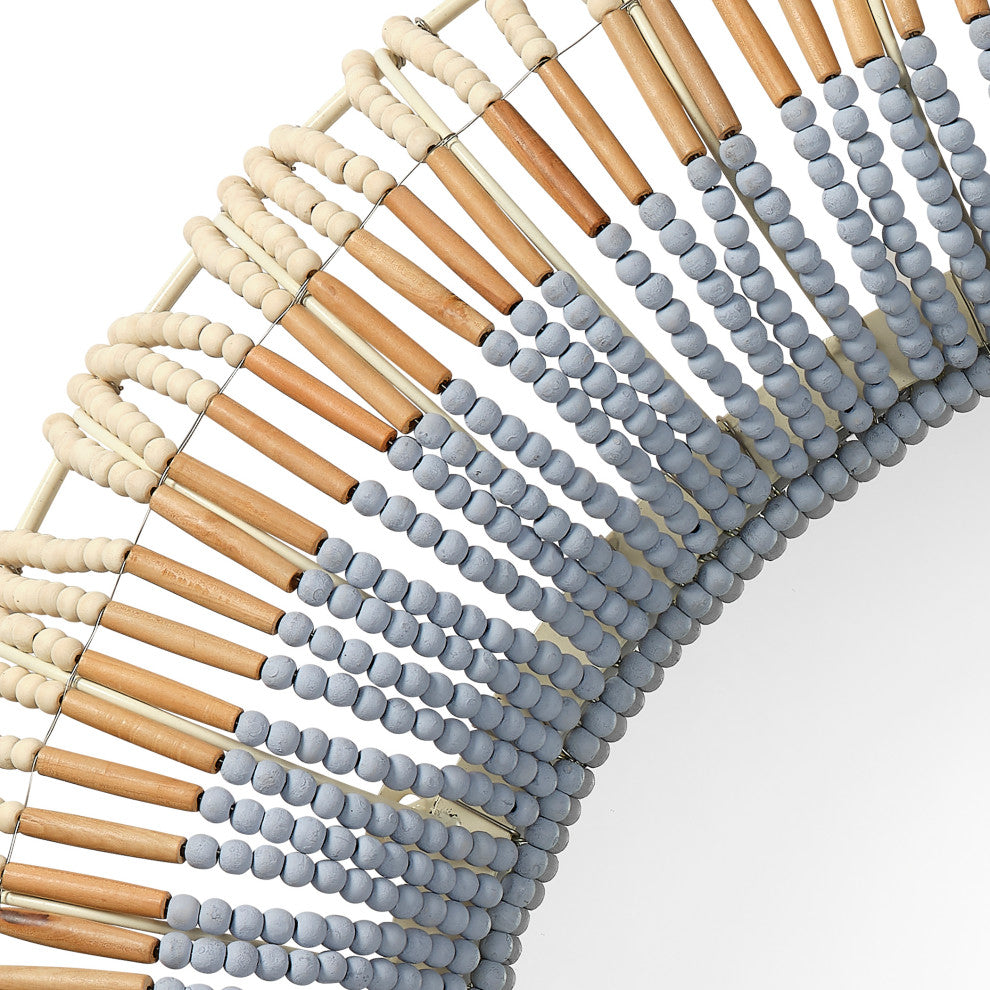 Native Beaded Round Mirror