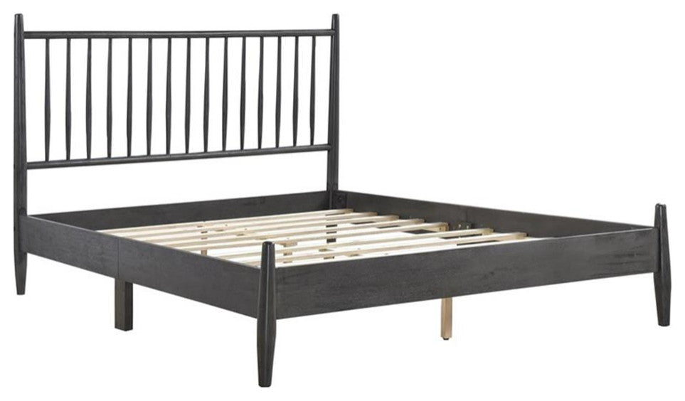 Pemberly Row Contemporary Wood Full Size Platform Bed in Gray