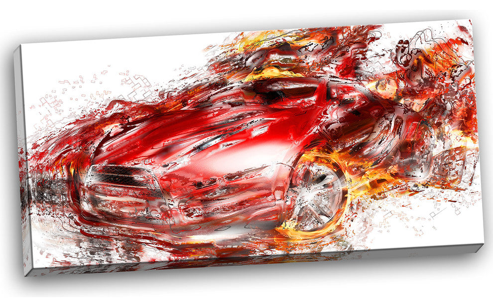 "Flaming Red Sports Car" Canvas Painting